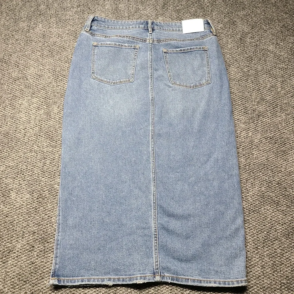 Edited by Remi Bader Women's Side Slit Mid-Shin Length Denim Jean Skirt Sz 10